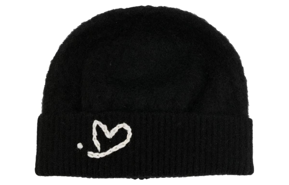

ADER ERROR Вязаная шапка с вышивкой в виде сердца, Black