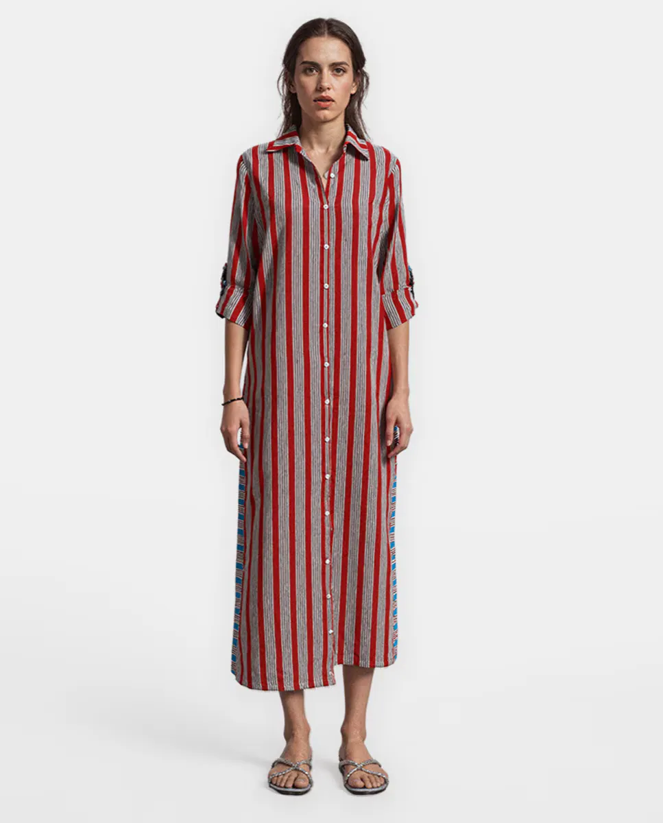 

Красное платье-рубашка Patmos Stripes Babbaki, красный