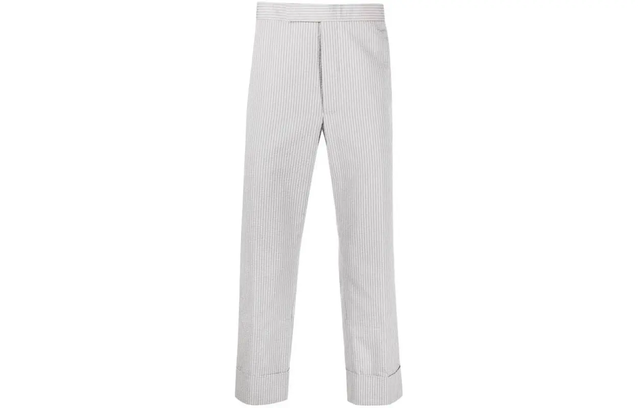 

Брюки классического кроя с заниженной талией и полосатым узором Thom Browne, серый