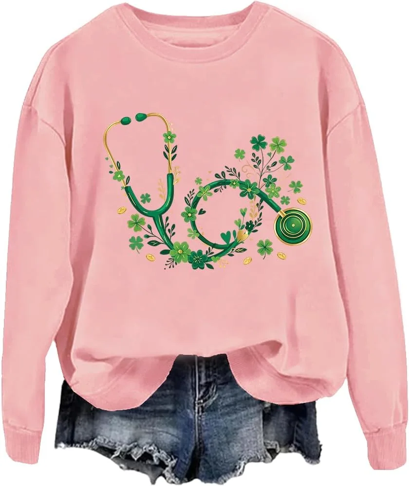 

Толстовка Shamrock Nurse Stethoscope, принт Funny St. Patrick's Day FITKEYS