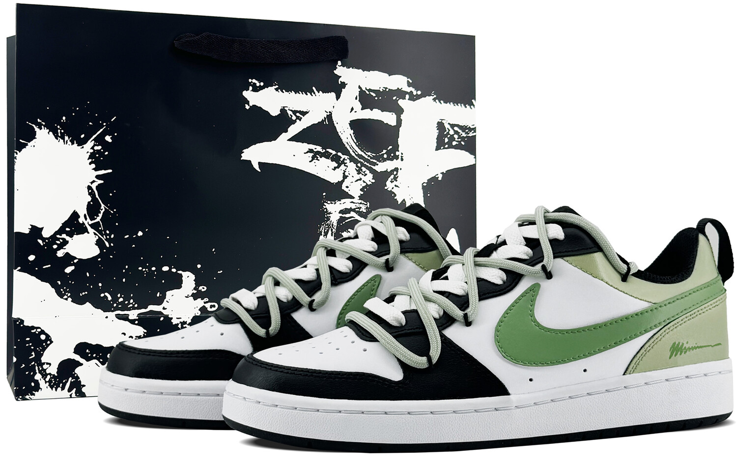 

Кроссовки Nike Court Borough Skateboarding Shoes Women's Low-top Aurora Black/Zero Metalic/Green Spark, цвет Lime matcha