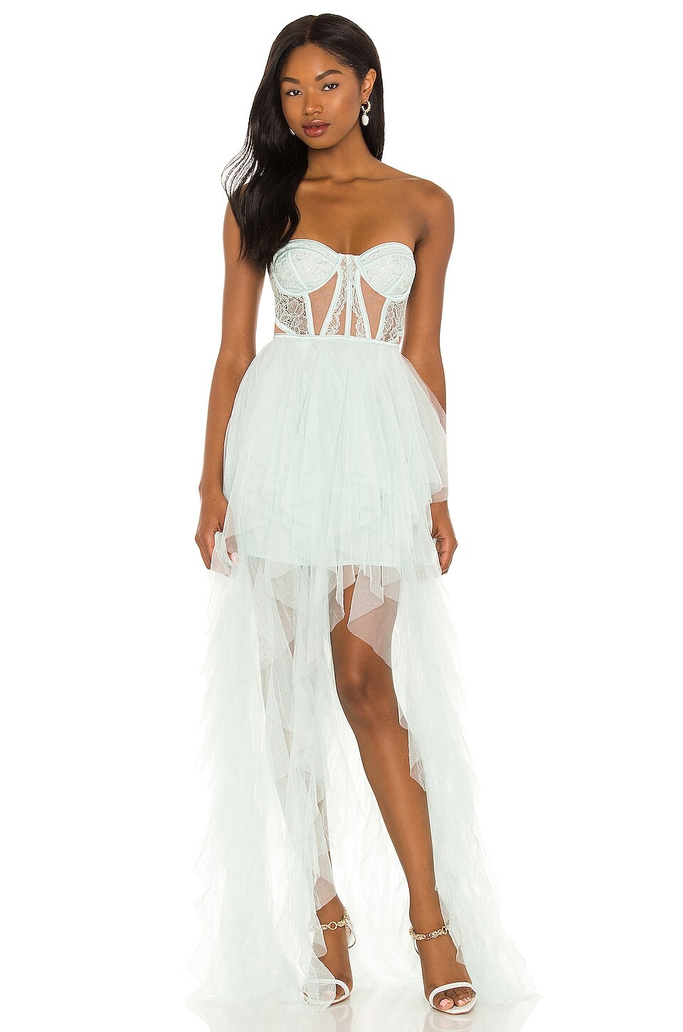 

Платье For Love & Lemons X REVOLVE Bustier Hi Low Gown, синий