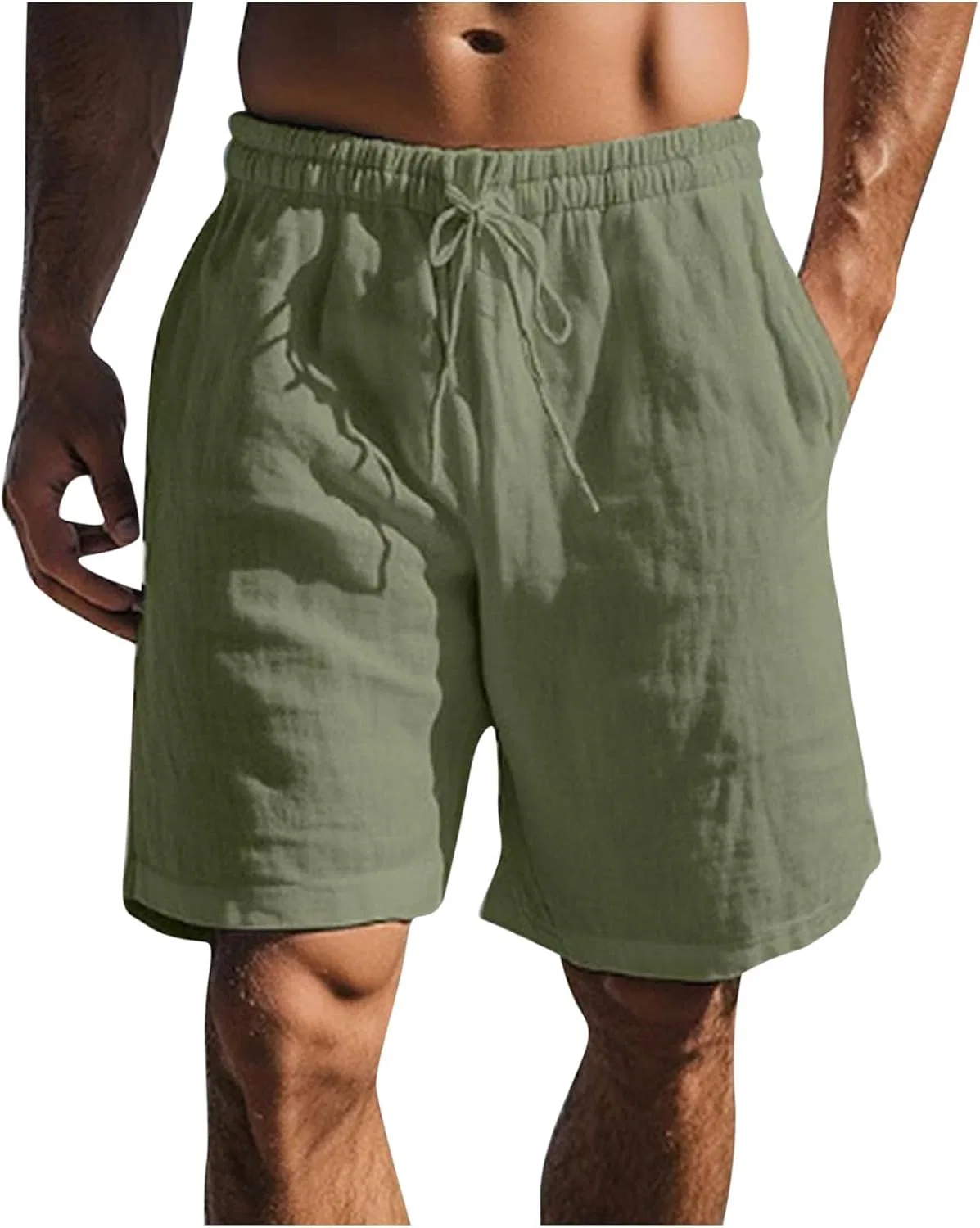 Шорты хлопковые с эластичным поясом, Generic, Army Green