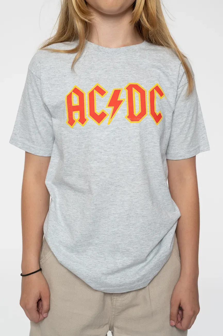 Футболка детская с логотипом AC/DC, серый — фото 3