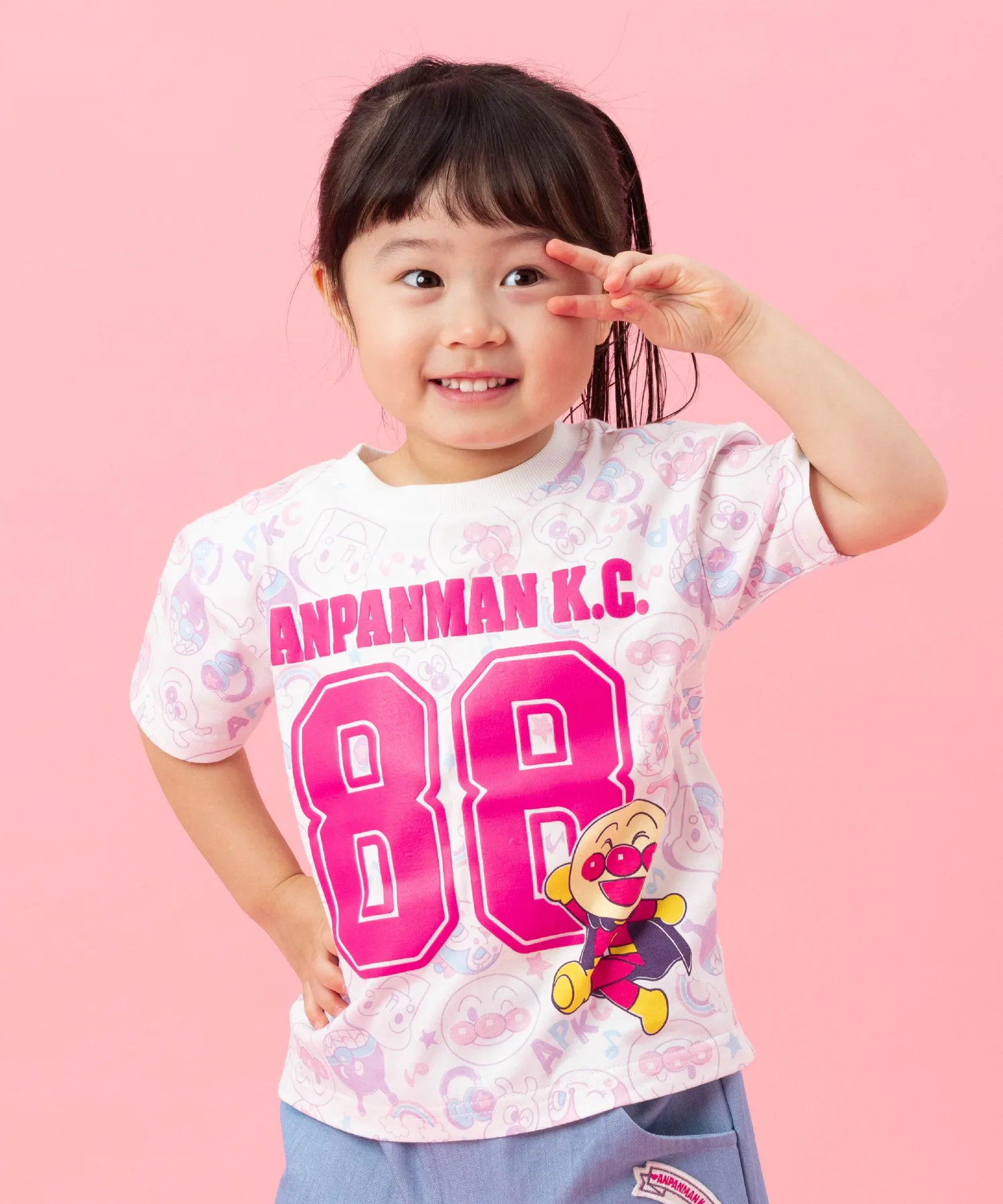 Футболка с коротким рукавом и цифрой по всей поверхности Anpanman Kids Collection, цвет Pink — фото 2