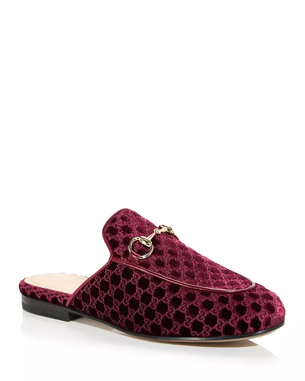 Женские мюли Princetown GG с пряжкой в виде конской уздечки Gucci, фиолетовый