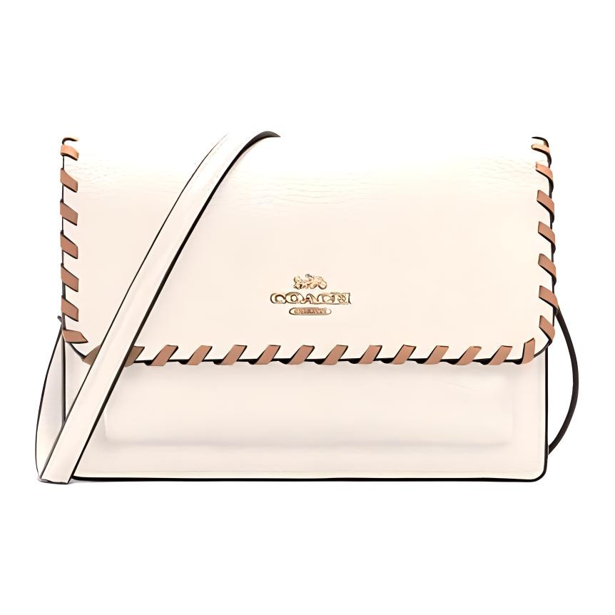 

COACH Женская поясная сумка-слинг из коровьей кожи, белая, с откидным клапаном