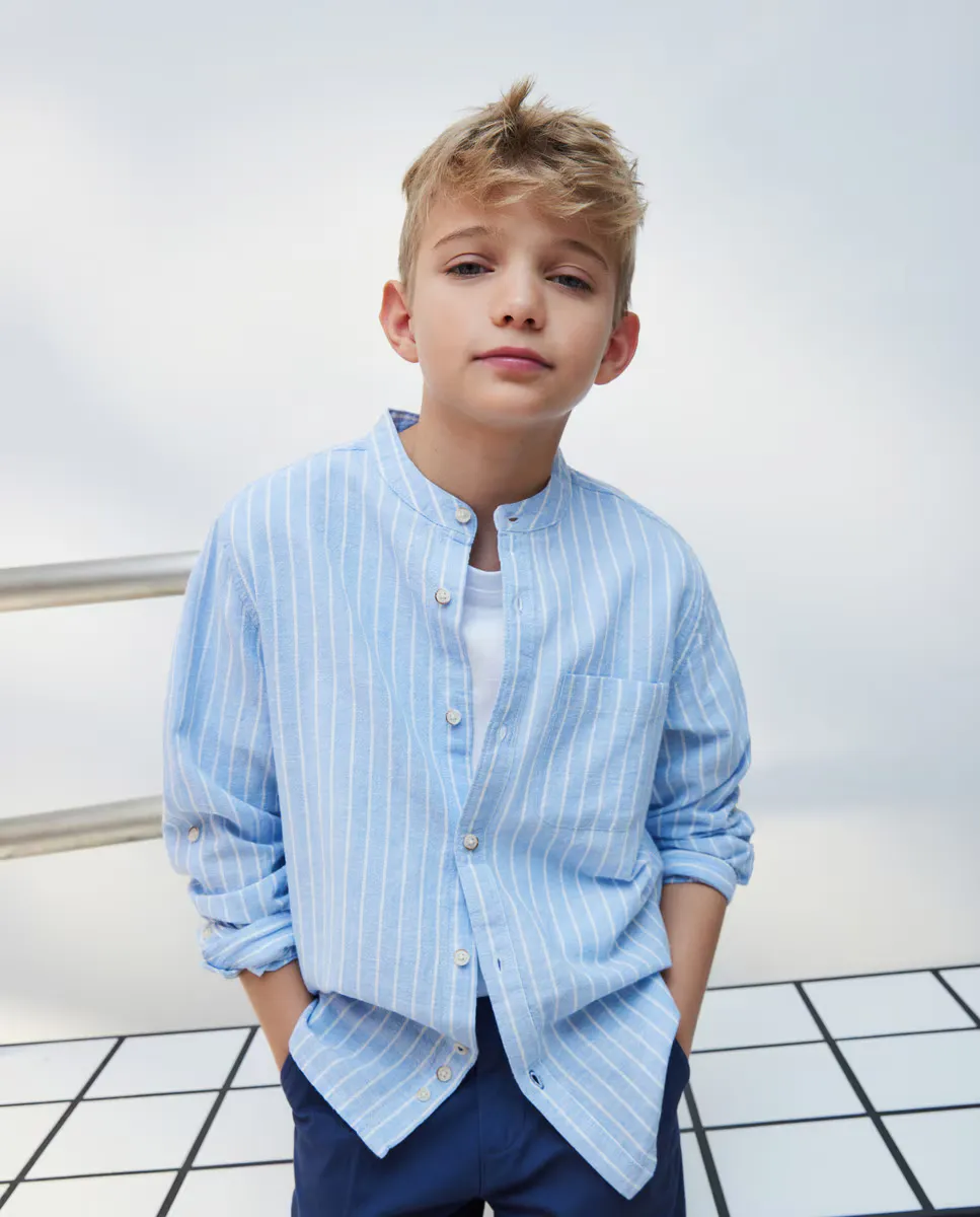

Рубашка для мальчика с воротником Мао Kids El Corte Inglés, синий