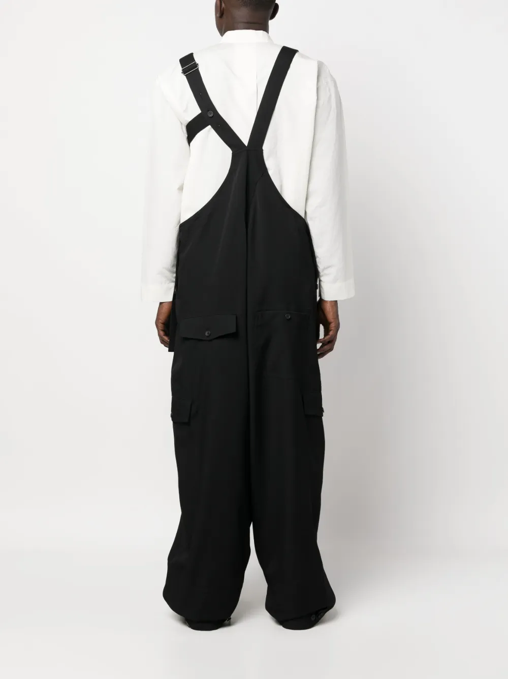 Шерстяные брюки с низким шаговым швом Yohji Yamamoto, черный — фото 4