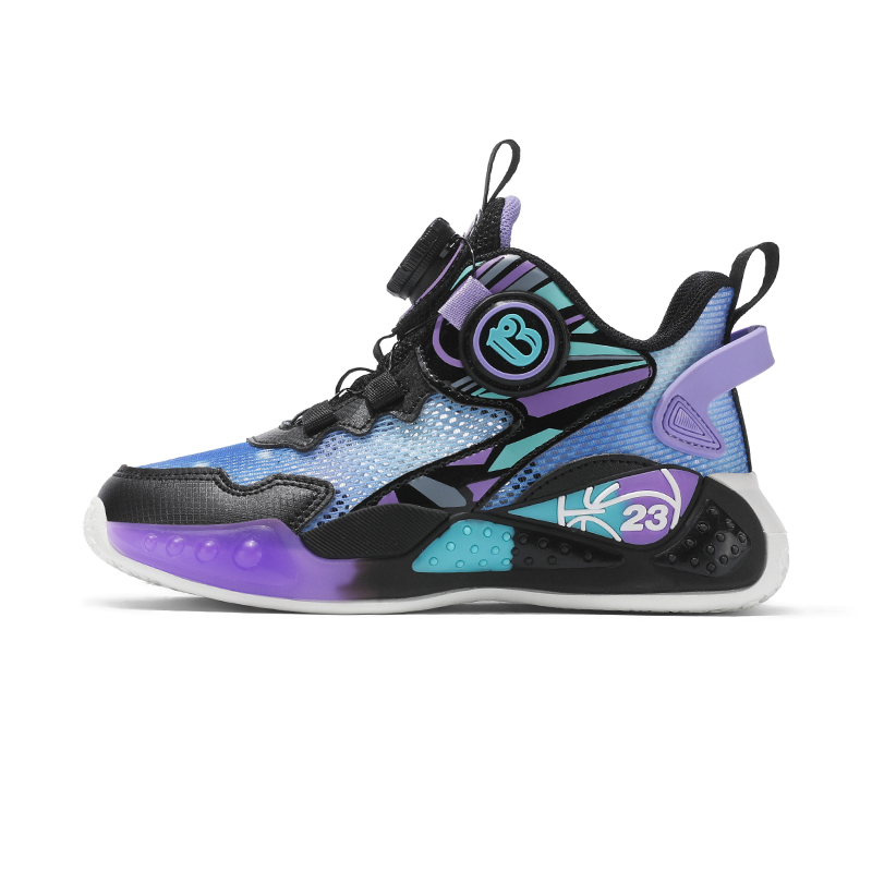 

Баскетбольные кроссовки средней высоты с противоскользящей подошвой, амортизацией от ударов и истиранию, дышащие, с защитой от отскока, детские Wooden houses, фиолетовый