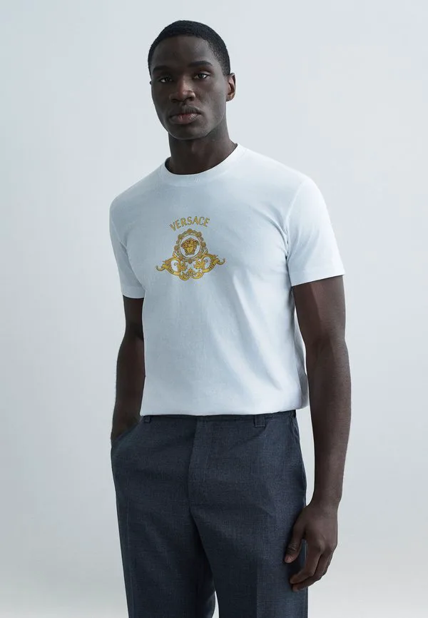 Футболка с принтом герба медузы Versace, Optical White