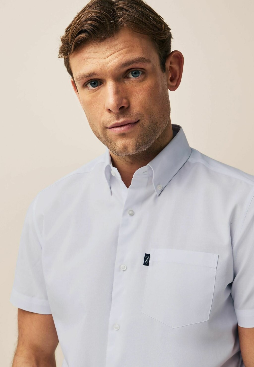 Рубашка Next Button Down Oxford Short Sleeve, Regular Fit, белый — фото 4