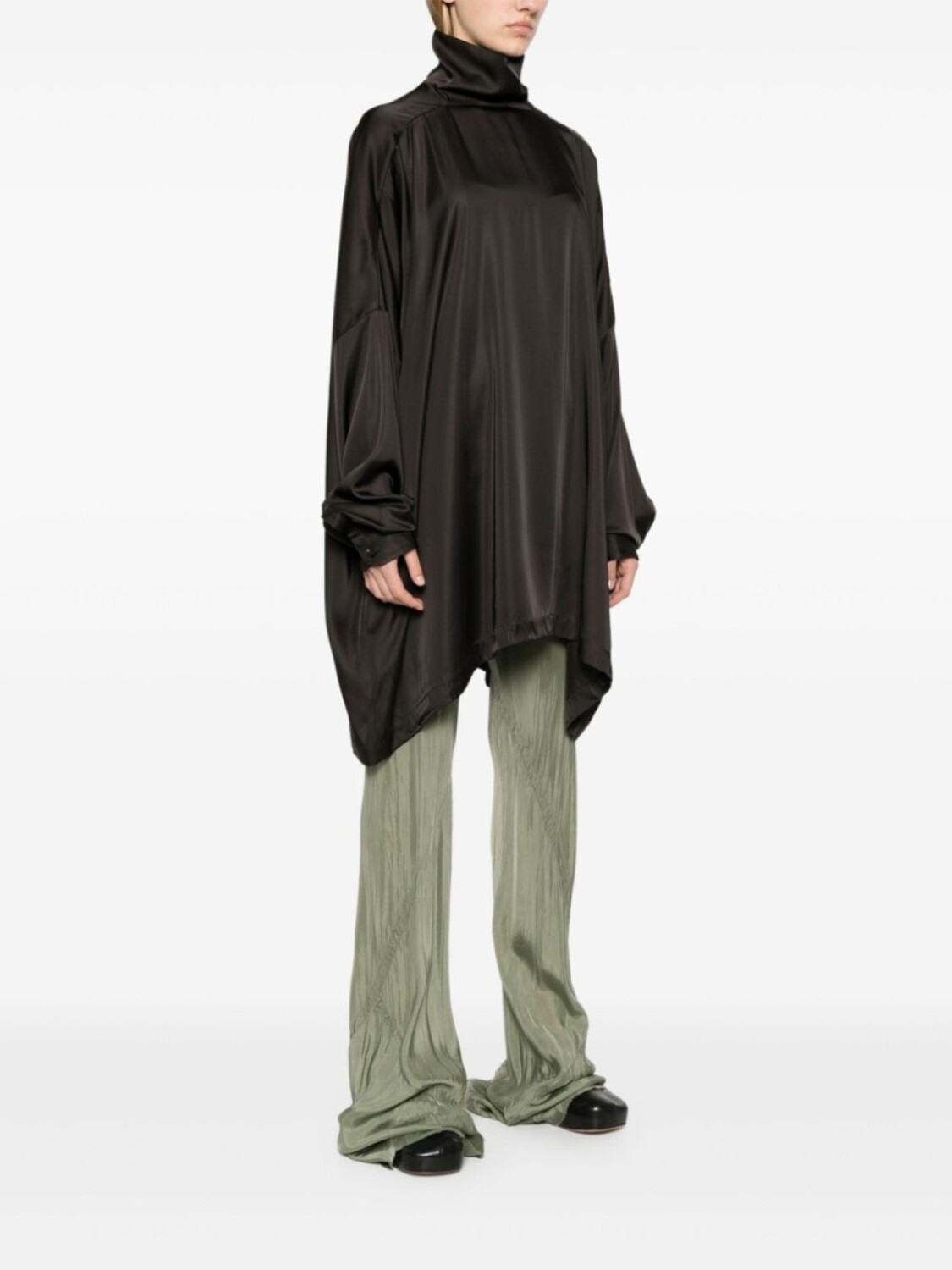 Rick Owens атласная блузка Tabard, черный — фото 3