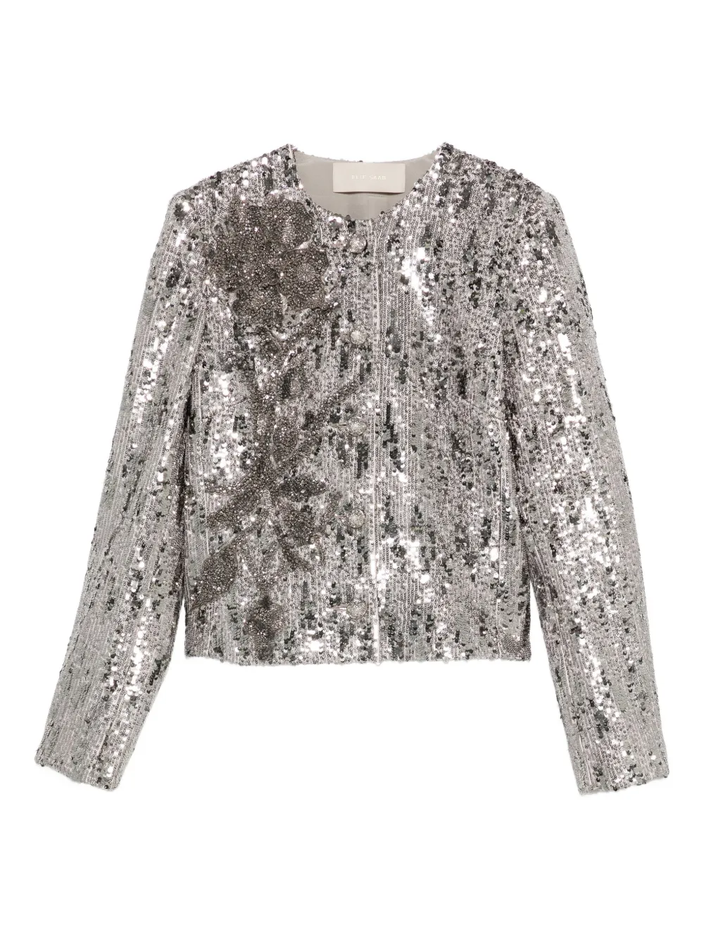 

Пиджак, украшенный пайетками Elie Saab, серебряный