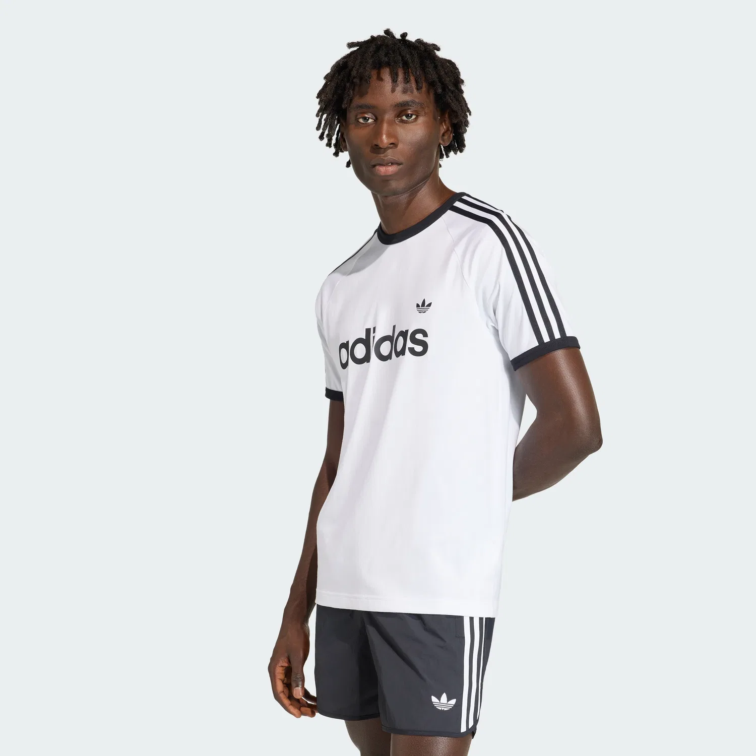 Мужская белая футболка с тремя полосками 3-Stripes Slim Ringer от Adidas