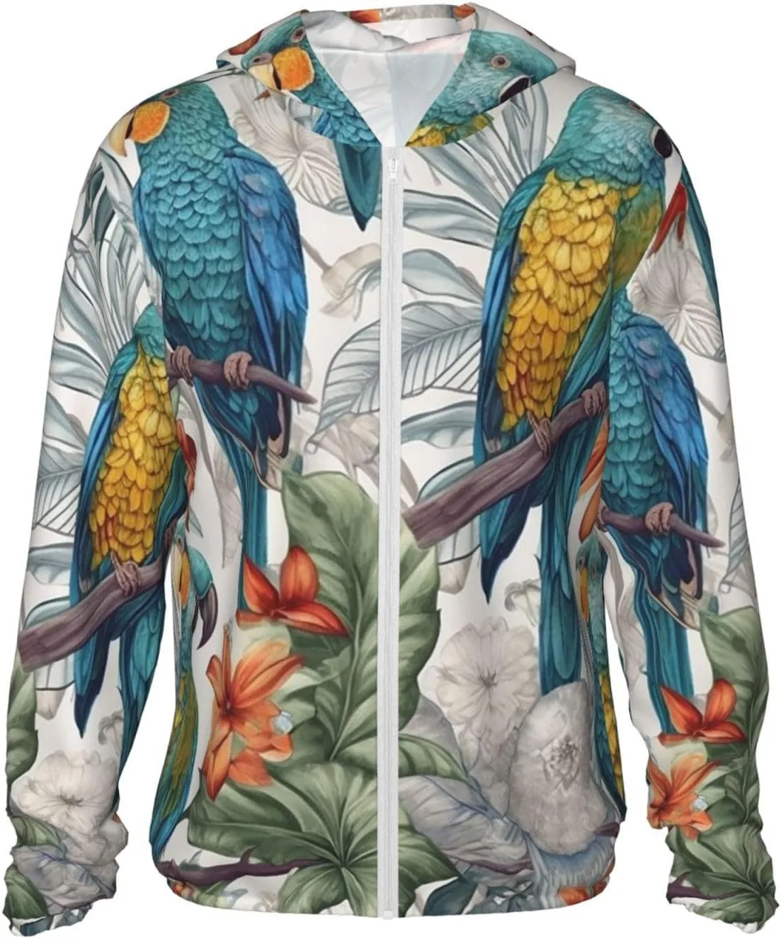 

Мужская куртка с капюшоном UPF 50+ Parrots on Branches HJTRW