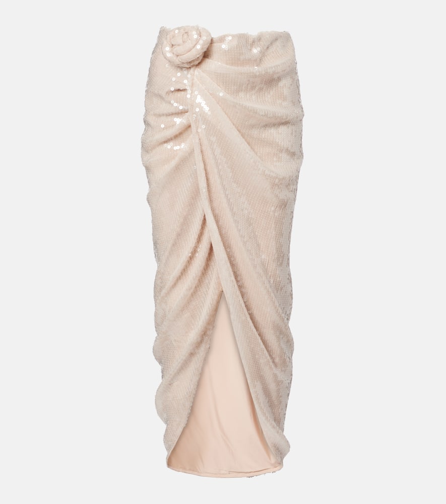 

Розитана юбка-парео с цветочной аппликацией и пайетками Rotate, Nougat