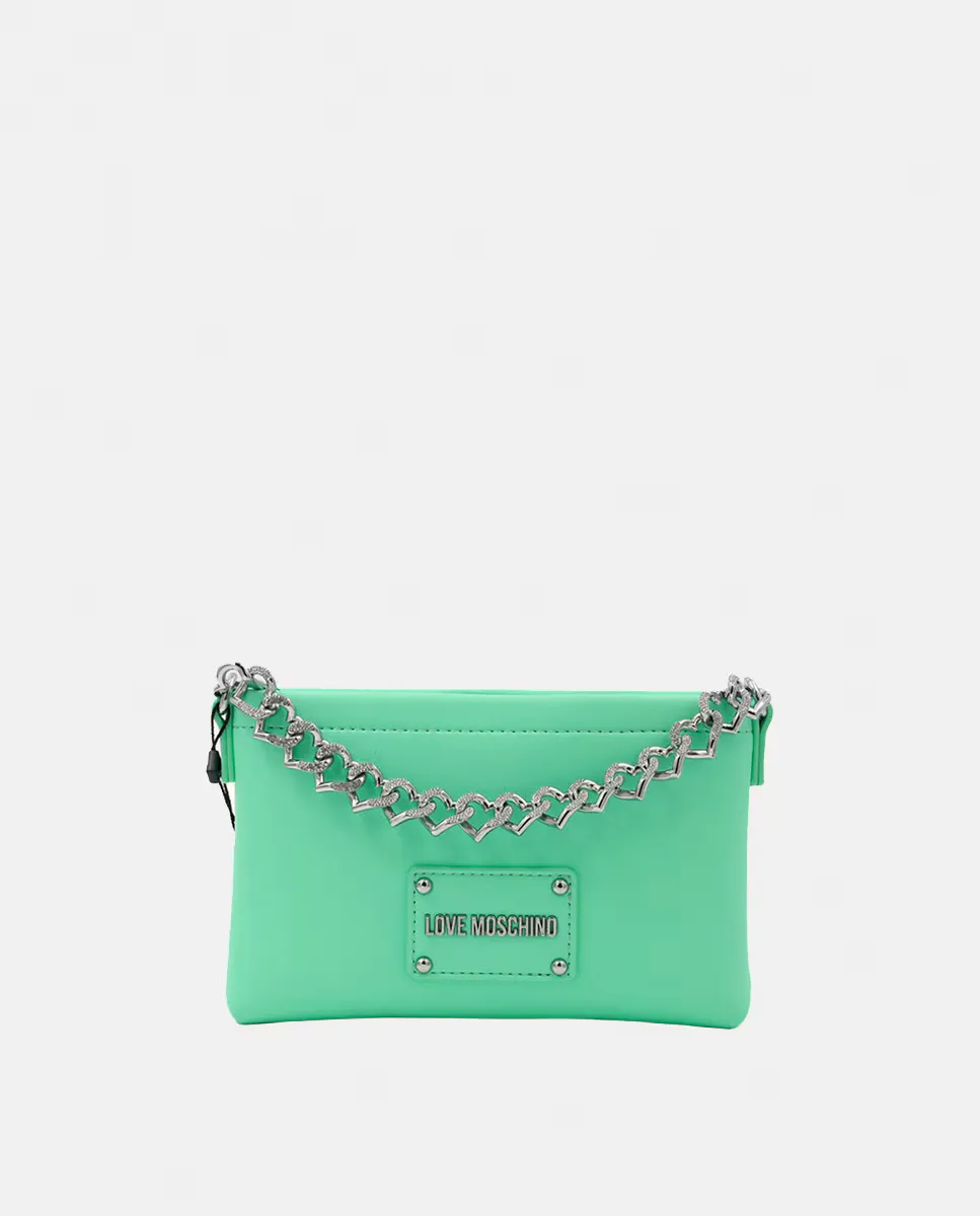 

Сумка через плечо цвета морской волны с клапаном и ручкой-цепочкой Love Moschino