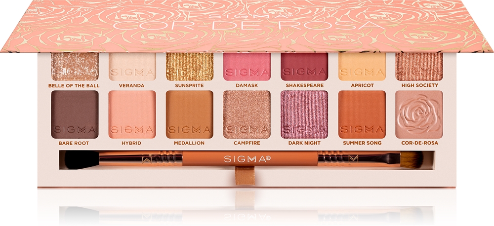 

Палитра теней для век Cor-De-Rosa с кисточкой Sigma Beauty, 16,24 гр