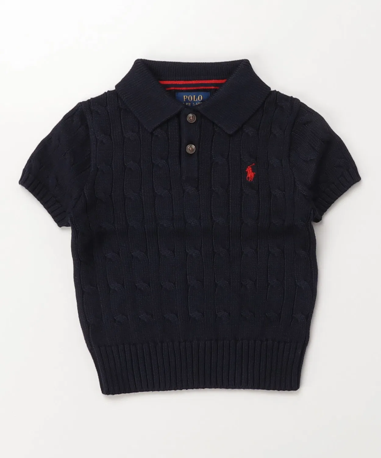 Свитер с поло-воротником хлопковый твидовый Ralph Lauren детский тёмно-синий — фото 3