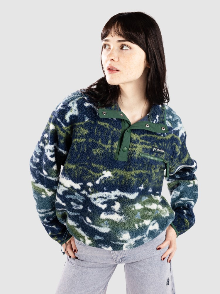 

Флисовый пуловер Columbia Helvetia II Printed Cropped Half Snap Half-Zip Fleece Pullover, everblue sisters/rn fst