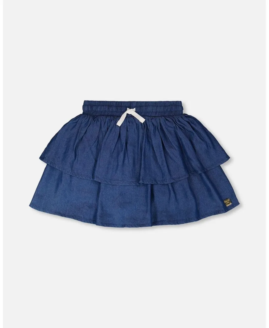 Шорты-юбка из шамбре для девочек Deux par Deux, Bleu Chambray
