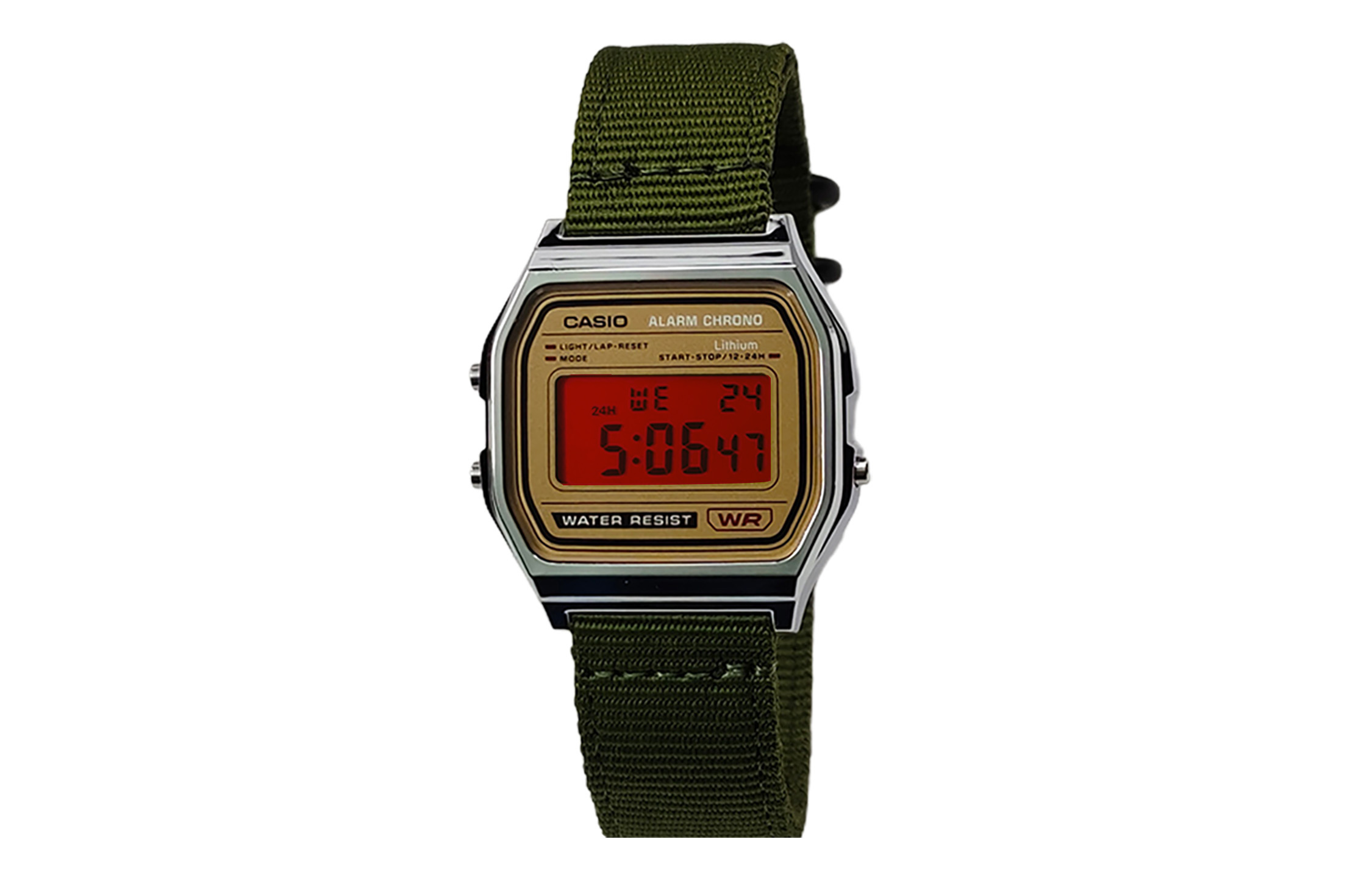 

CASIO Мужские часы Retrofit Series с кварцевым механизмом и нейлоновым ремешком, черный циферблат