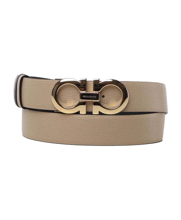 

Элегантный двусторонний ремень из телячьей кожи. Salvatore Ferragamo, бежевый