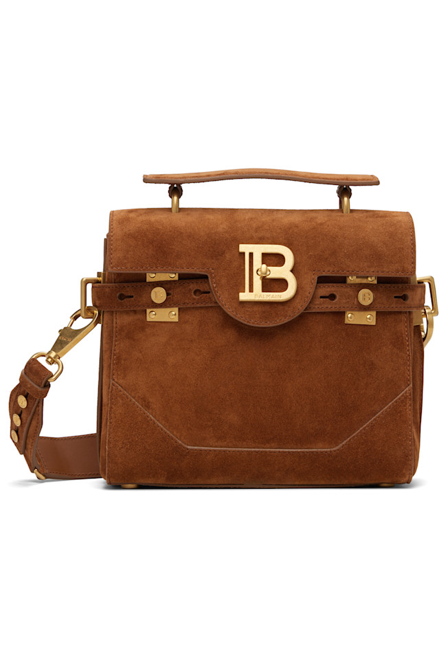 

Balmain Сумка B-Buzz 23 из замши бежевого цвета