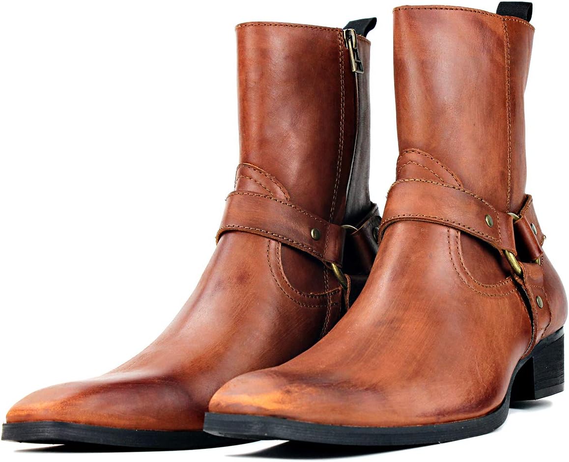 

Мужские ботинки Челси выше щиколотки с каблуком, боевые, повседневные, для прогулок и нарядные, с боковой молнией CD-JY018-R Cowsdella, коричневый