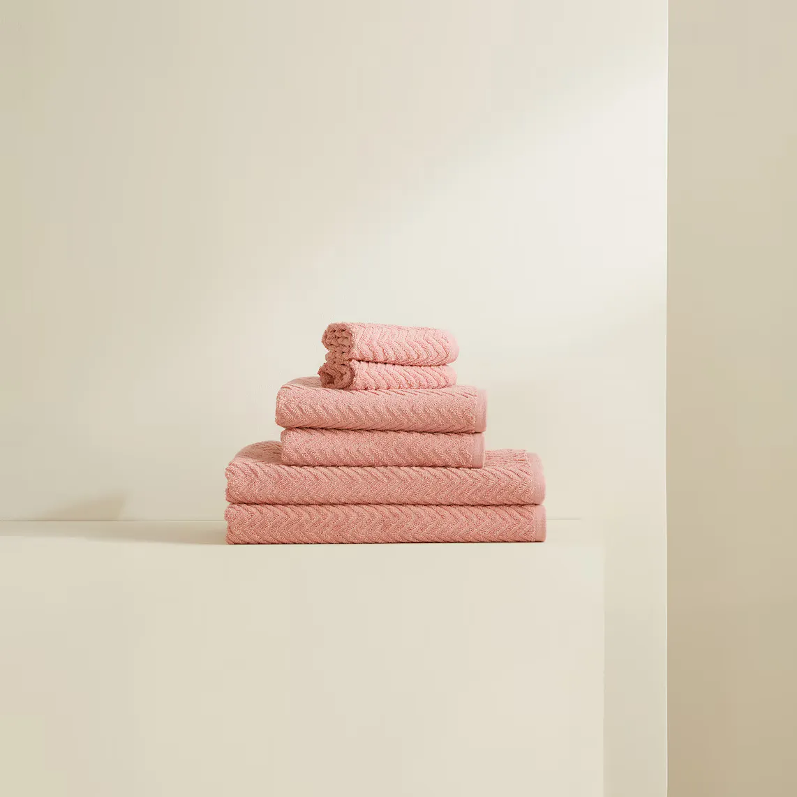 

Набор из 6 хлопковых полотенец 450 г/м2 Aura Basics El Corte Inglés, розовый
