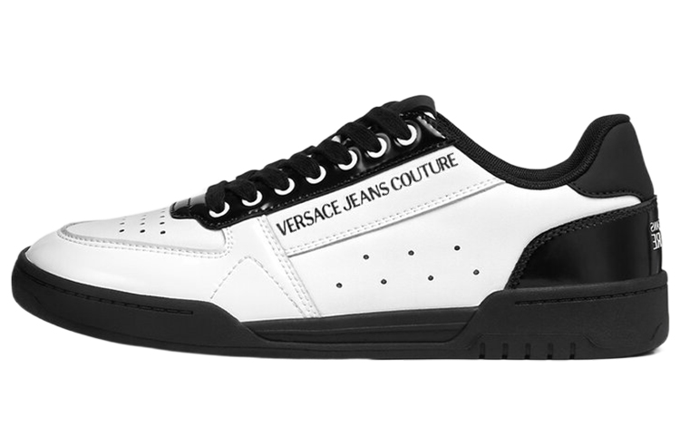 

Кутюрные низкие скейтерские кроссовки мужские белые черные VERSACE JEANS