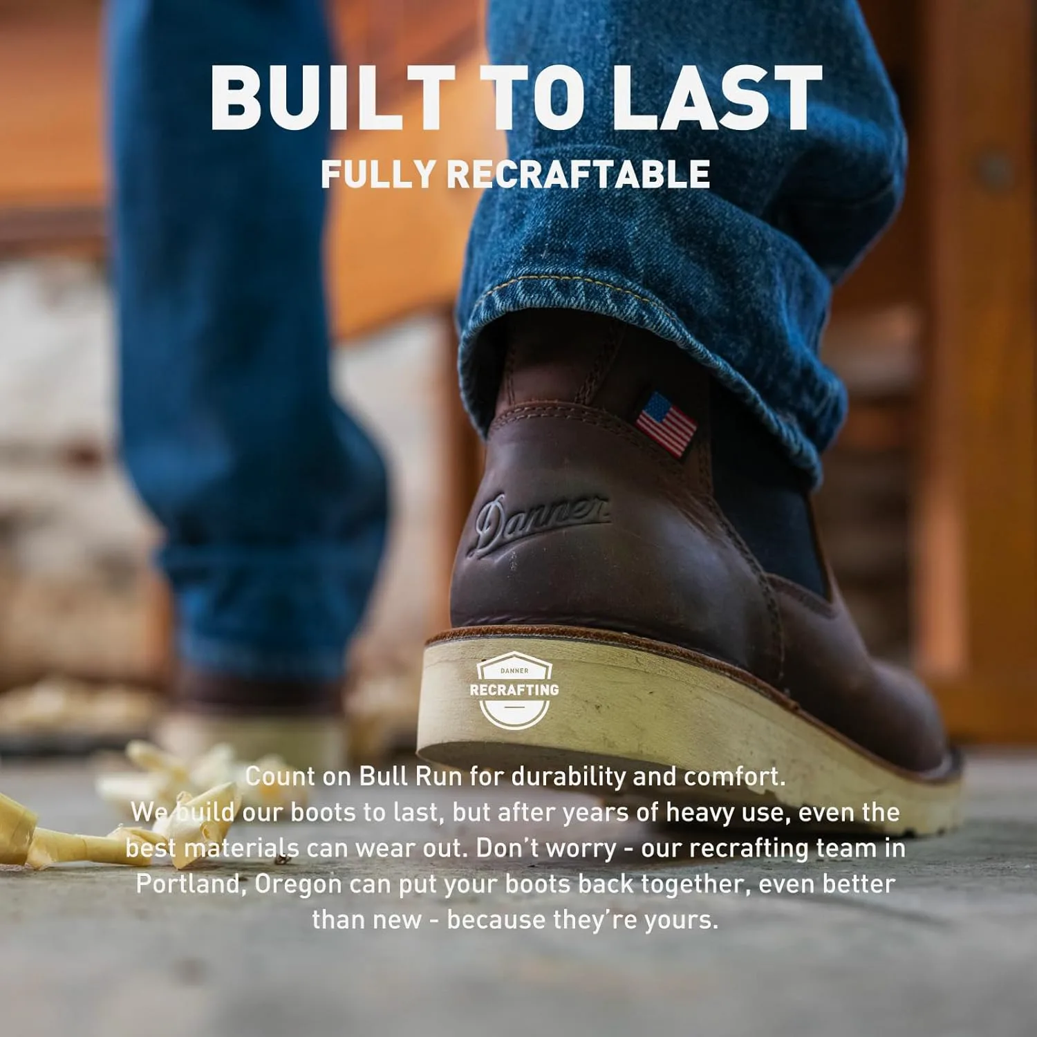 Мужские рабочие ботинки Danner 6” Bull Run Chelsea - верх из натуральной кожи с масляной обработкой, подкладка из сетки, стелька с трехуровневой амортизацией и противоскользящая подошва клиновидной формы, черный — фото 3