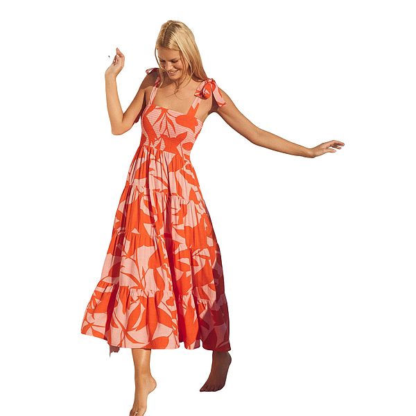 

Женское богемное платье-макси с принтом для пляжной вечеринки Joyjoy, Orange Print