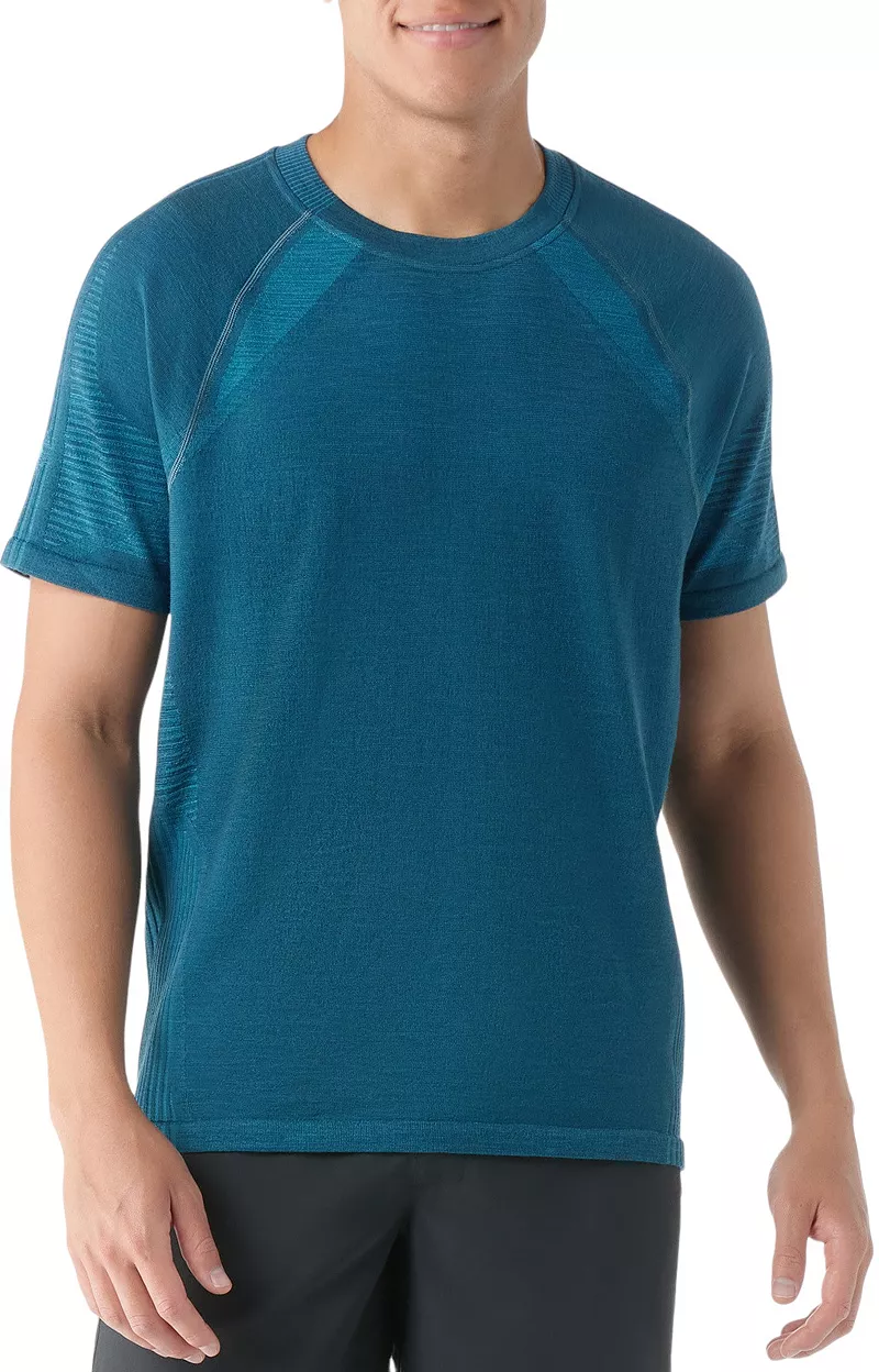 

SmartWool Мужская бесшовная футболка Intraknit Active с короткими рукавами, цвет Twilight Blue/Pool Blue