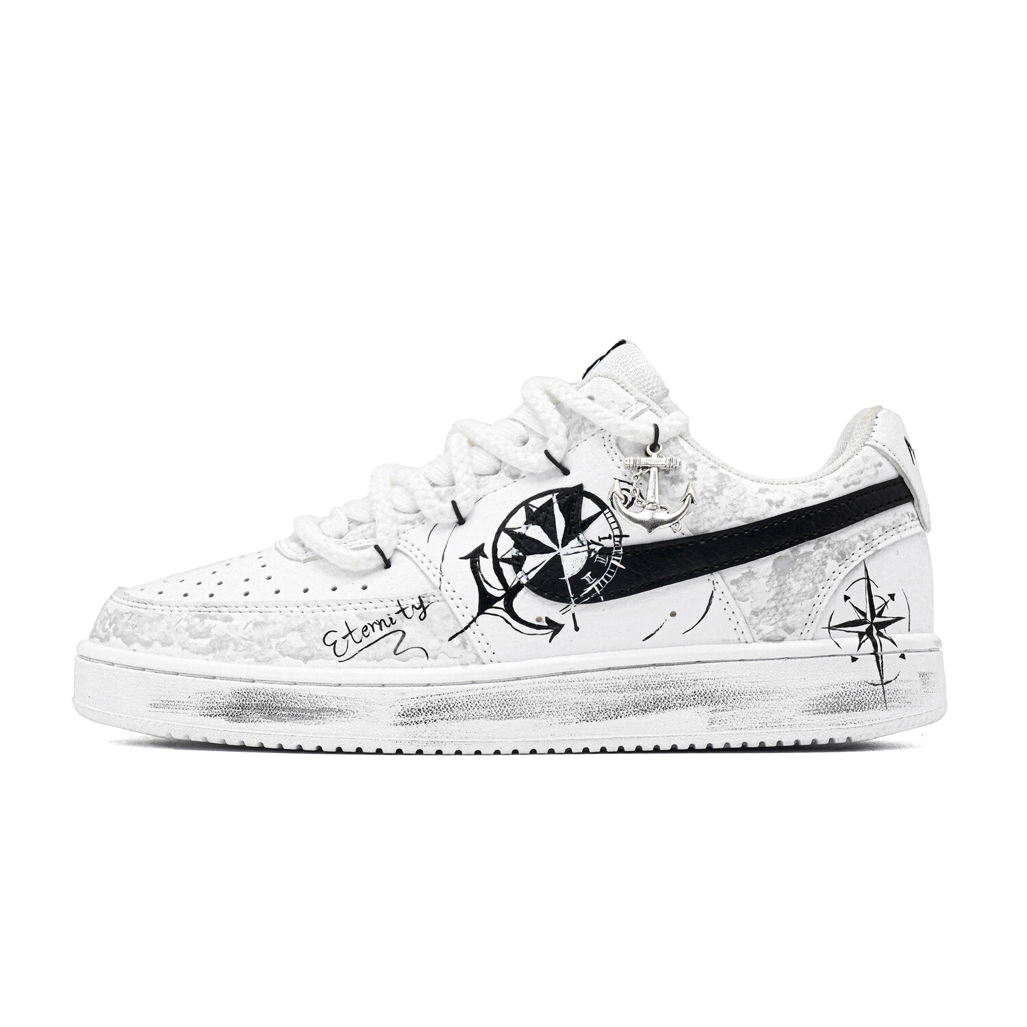 Nike Кроссовки для скейтбординга Court Vision 1 Navigator Cushioning мужские низкие черно-белые, цвет Black White — фото 2