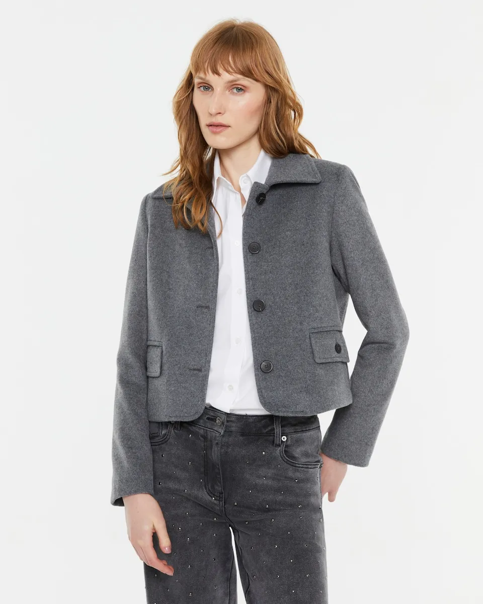 

Женская короткая шерстяная куртка с подкладкой Andam, серый