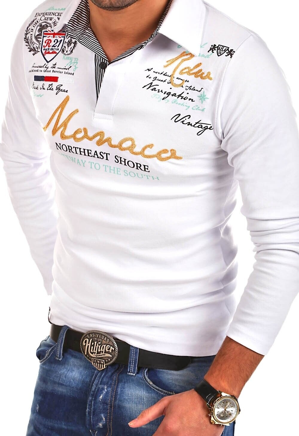 

Поло behype Langarmshirt MONACO, белый