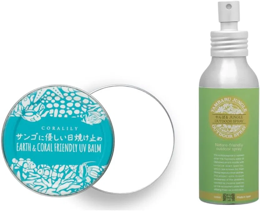 Набор солнцезащитный крем и спрей от насекомых Coral-friendly Sunscreen White + Yanbaru JUNGLE OUTDOOR SPRAY