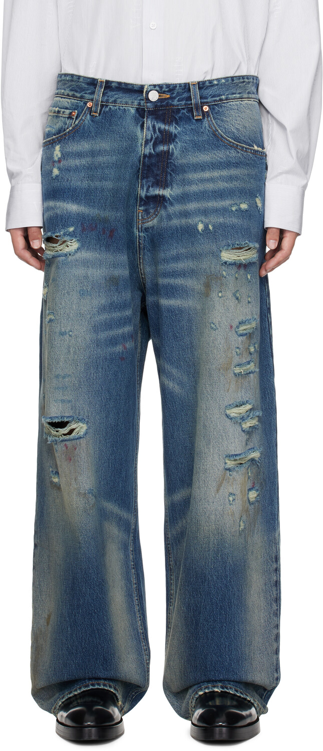 

Синие потертые мешковатые джинсы VETEMENTS