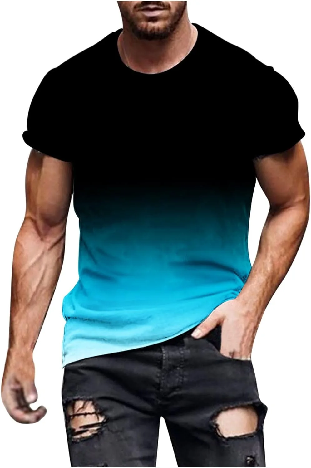 

Мужская футболка с коротким рукавом Performance Top Muscle Fit Ombre Quick Dry Xiaojmake