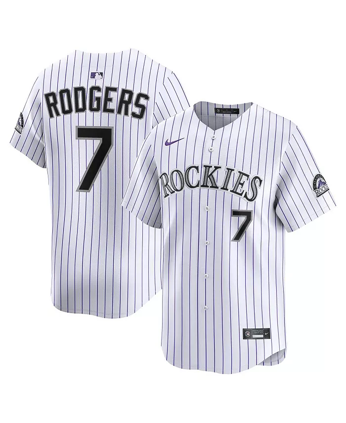 

Мужская домашняя лимитированная джерси Brendan Rodgers Colorado Rockies белого цвета Nike