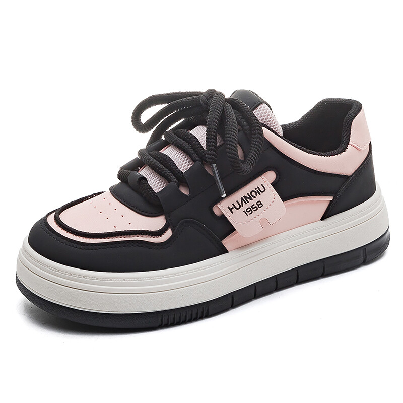 Кроссовки HUANQIU Skateboarding Shoes Women's Low-top Pink, черный/розовый — фото 2