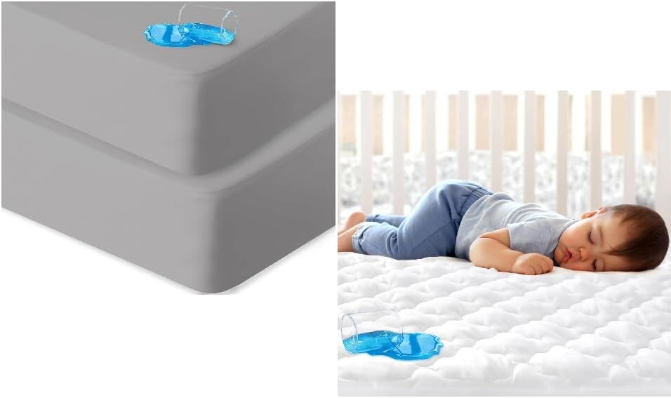 

Комплект из 2 простыней для детской кроватки Biloban, водонепроницаемых и стеганых наматрасников для детской кроватки