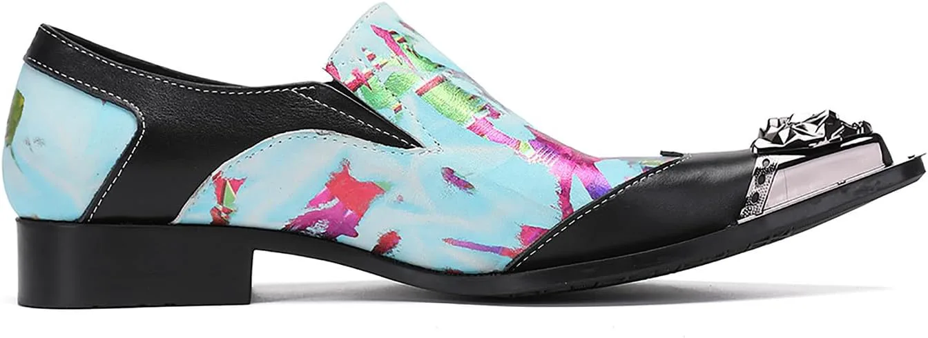 

Мужские повседневные туфли Santimon из кожи с металлическим наконечником, черные лоферы с камнями, формальная обувь в западном стиле для свадьбы, вечеринок, бальных танцев, мокасины без шнурков, мужские лоферы, черный/синий