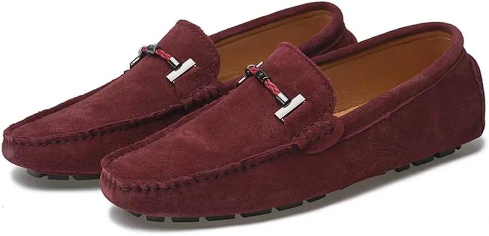 

Мужские лоферы ручной работы из замши без шнурков, удобные повседневные мокасины для вождения, дышащие туфли-лоферы Abborora, красный