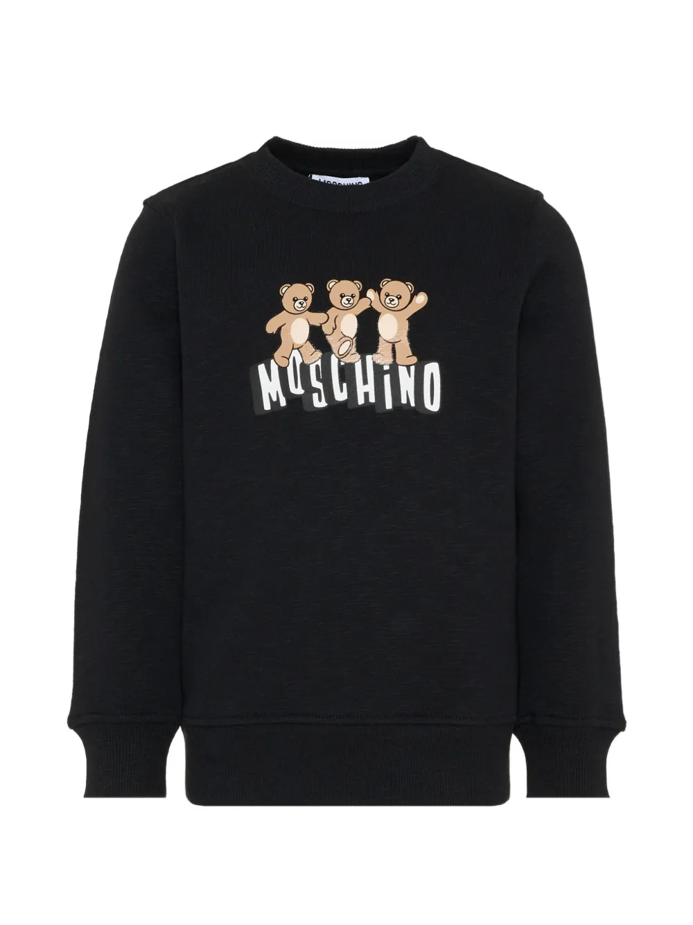 

Свитер с круглым вырезом и логотипом в виде медведя Moschino Kids, черный