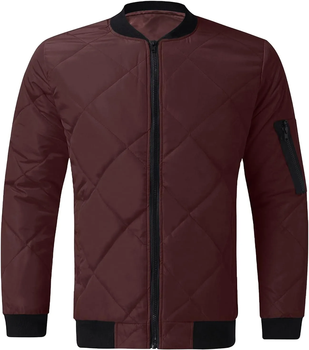 Мужская куртка-бомбер, легкая стеганая повседневная куртка, зимняя ветрозащитная теплая верхняя одежда для активного отдыха на каждый день Generic, Wine