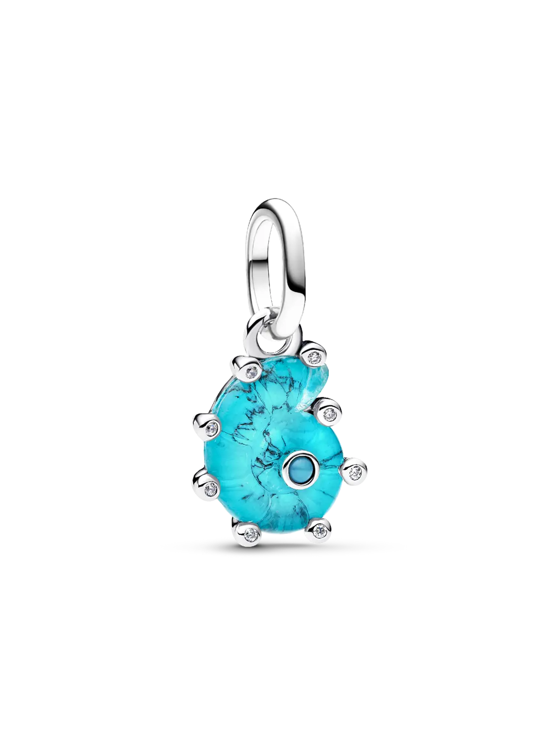 

Подвеска в виде морской улитки из синего муранского стекла Pandora, серебро 925 пробы