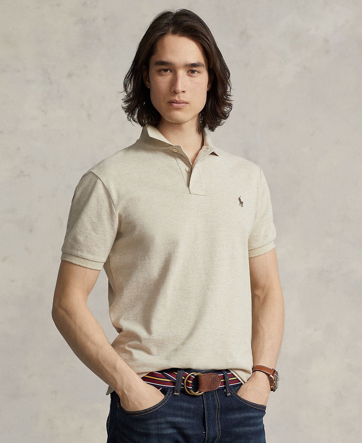 

Мужская хлопковая рубашка-поло с сетчатой ​​подгонкой на заказ Polo Ralph Lauren